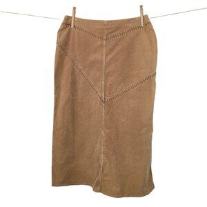 Falls Creek Corduroy Skirt Size 12 Medium Alt Modest Long Slit Midi Cowgirl Tan